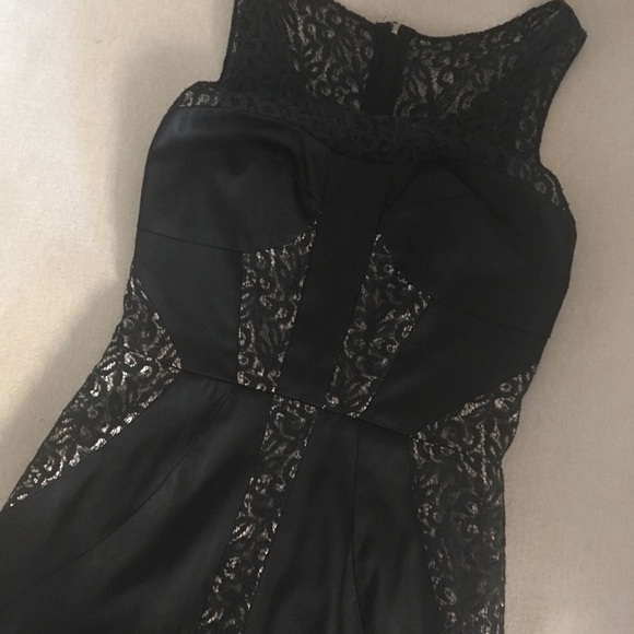 Jill Stuart Dress Black Satin & Lace LBD - Picture 6 of 10